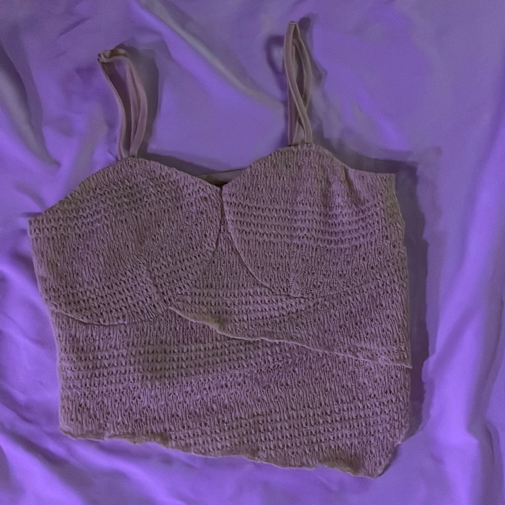 yellow crop top. it’s cropped diagonally. size M from Lovelive